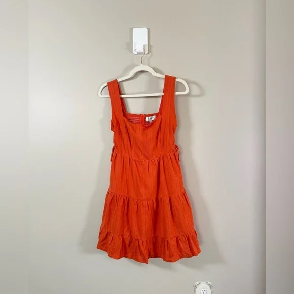 Lost + Wander • NWT Orange Miss Marmalade Tiered Mini Dress Sz XS Smocked - Picture 5 of 16